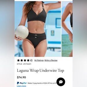 VENUS Black Bikini top with Ring Accent